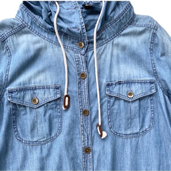 ANTHROPOLOGIE HOLDING HORSES Lightweight Chambray Hooded Jacket Size Small - Picture 5 of 12